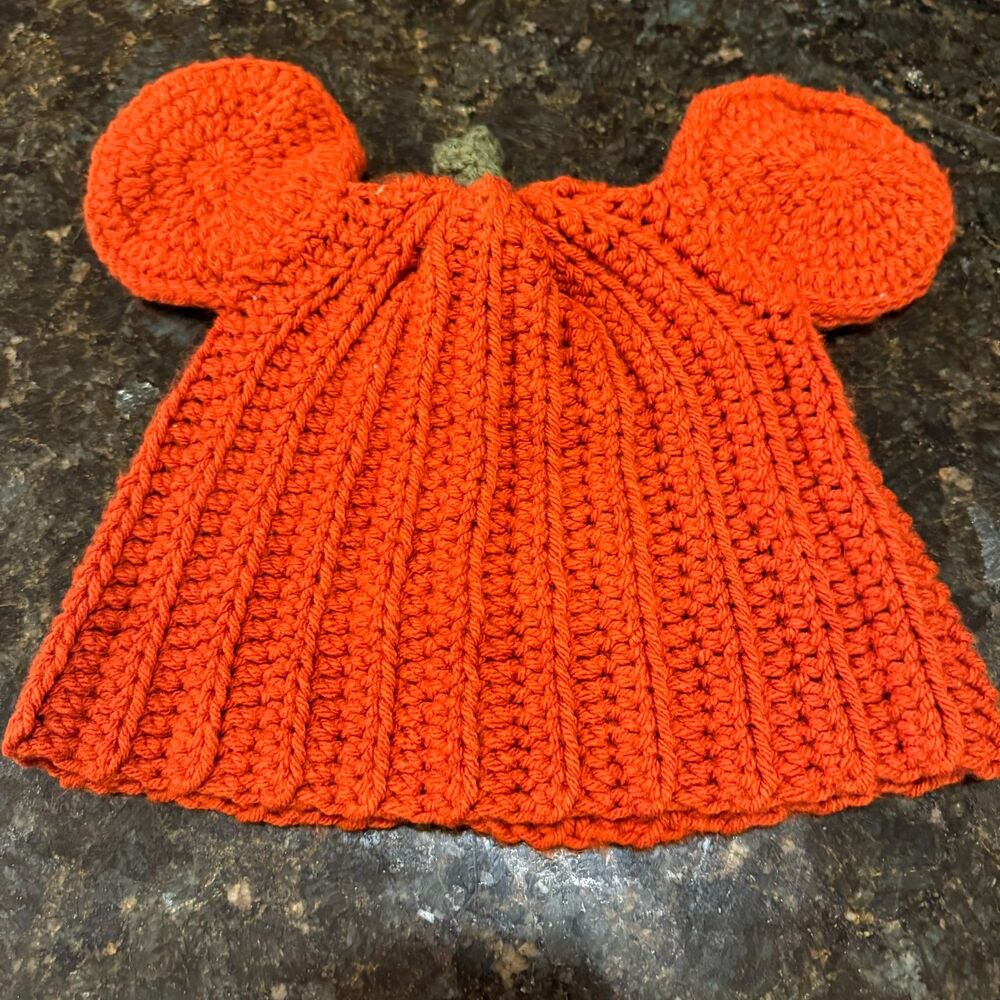 Crochet Pumpkin Disney Mickey Mouse Hat Ears Beanie Handmade Halloween Fall Park - Picture 2 of 7
